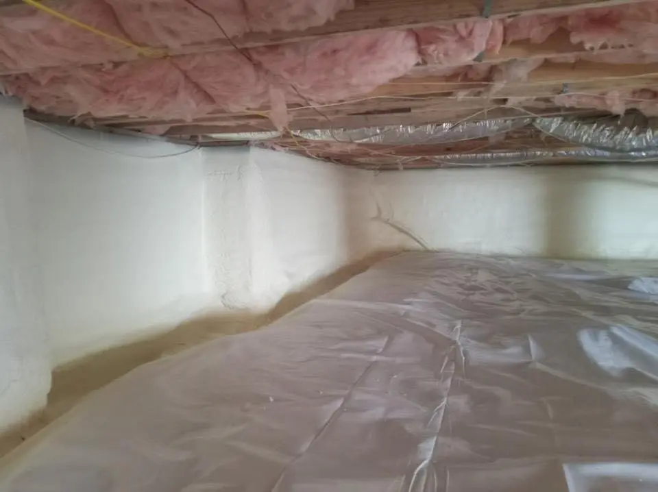Crawl space encapsulation with closed-cell spray foam for Roof Maintenance in Franconia